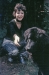 Alison and Rowley the Newfoundland in our garden at Harpole.