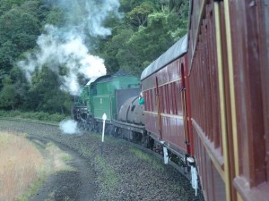 Locomotive 3642 chugs uphill towards Robertson